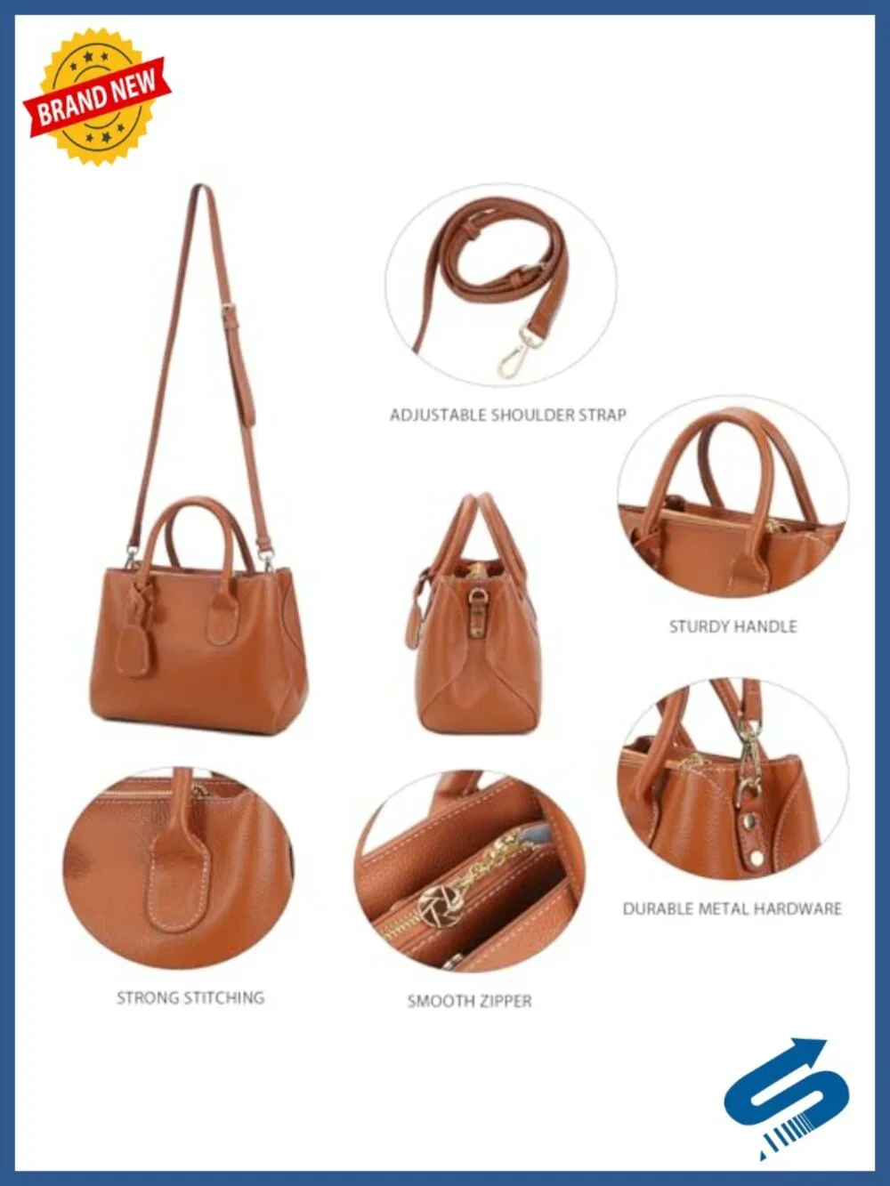 Genuine Leather Vintage Tote Bag for Women Office Shoulder Crossbody Tablet